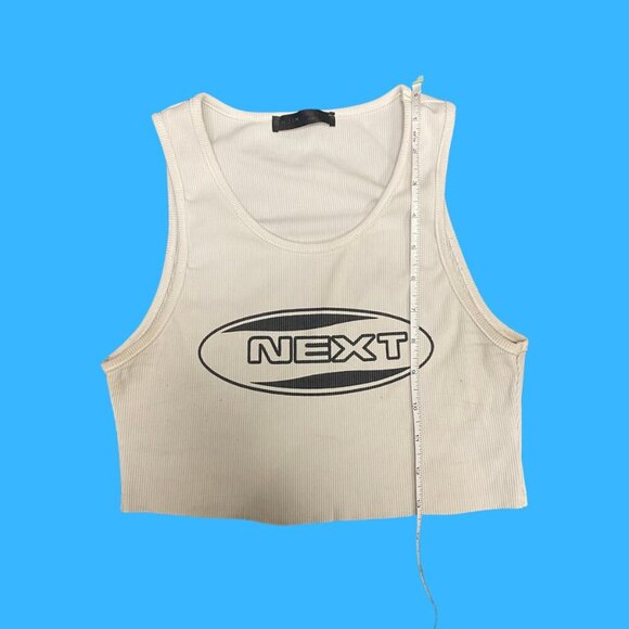 🔥 SHEIN “NEXT” Y2K Graphic Ribbed Cropped Tank Top (Size S) - Picture 4 of 6